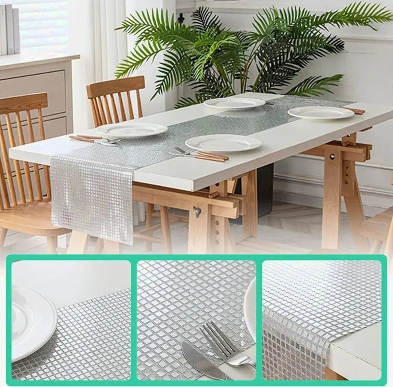 Chemin de Table Disco à Paillettes  – Effet Miroir Or/Argent details