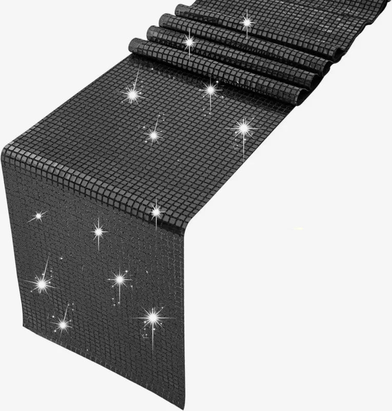 Chemin de Table Disco à Paillettes  – Effet Miroir Or/Argent style 7