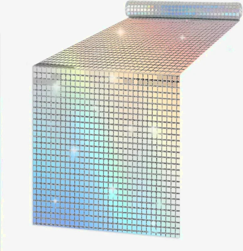 Chemin de Table Disco à Paillettes  – Effet Miroir Or/Argent style 1