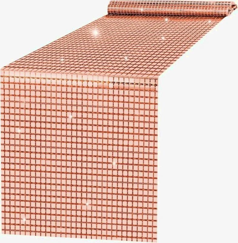 Chemin de Table Disco à Paillettes  – Effet Miroir Or/Argent style 4