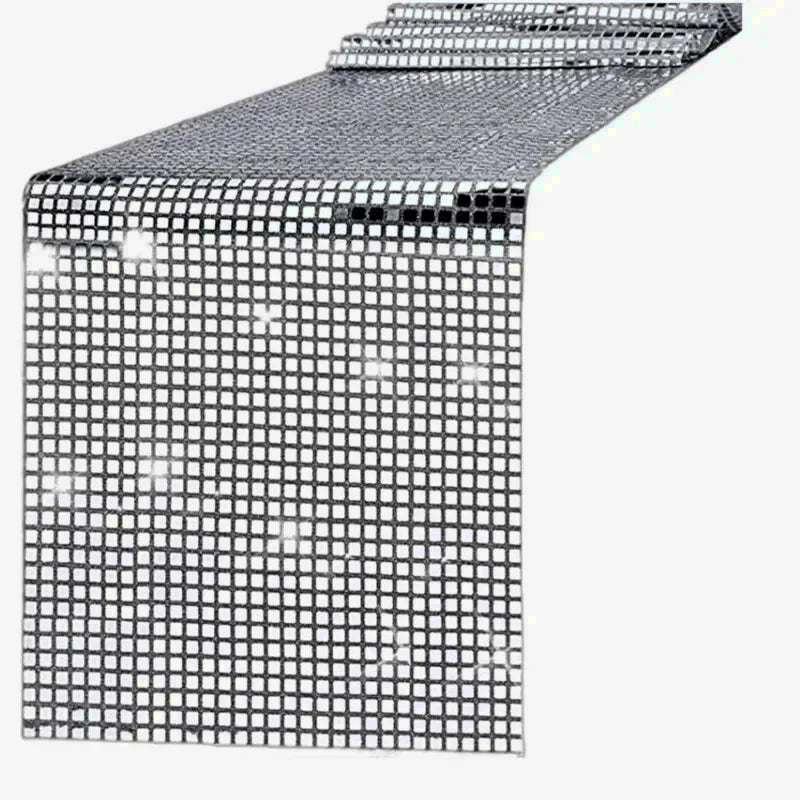 Chemin de Table Disco à Paillettes  – Effet Miroir Or/Argent style 2