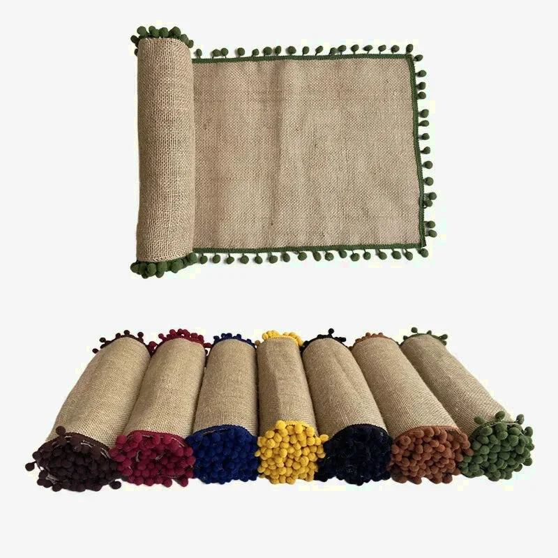 chemin de table en jute colorés coloris