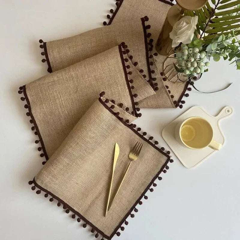 chemin de table en jute colorés marron