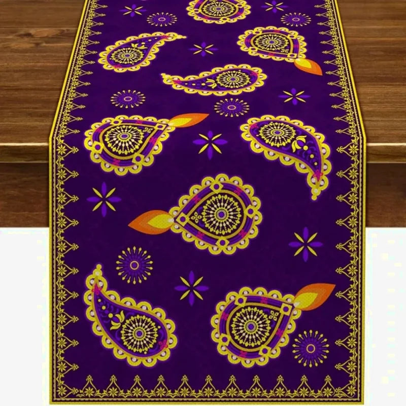 Chemin de table fêtes de Diwali inde violet
