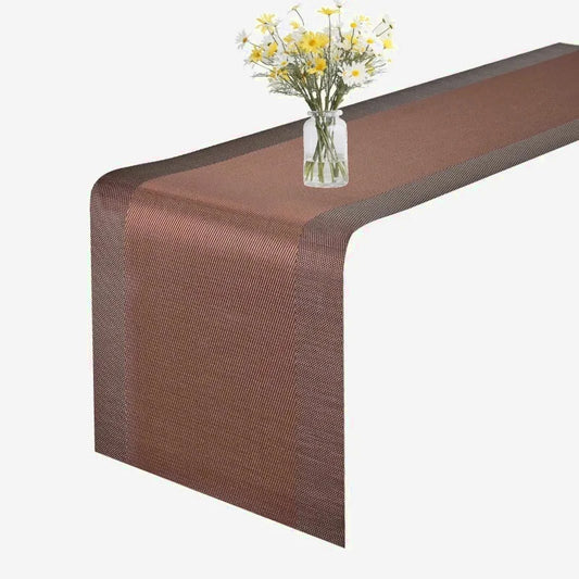 Chemin de table marron imitation bois