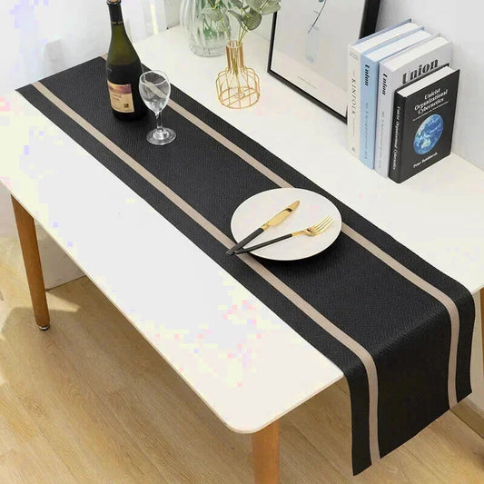 chemin de table noir vinyle