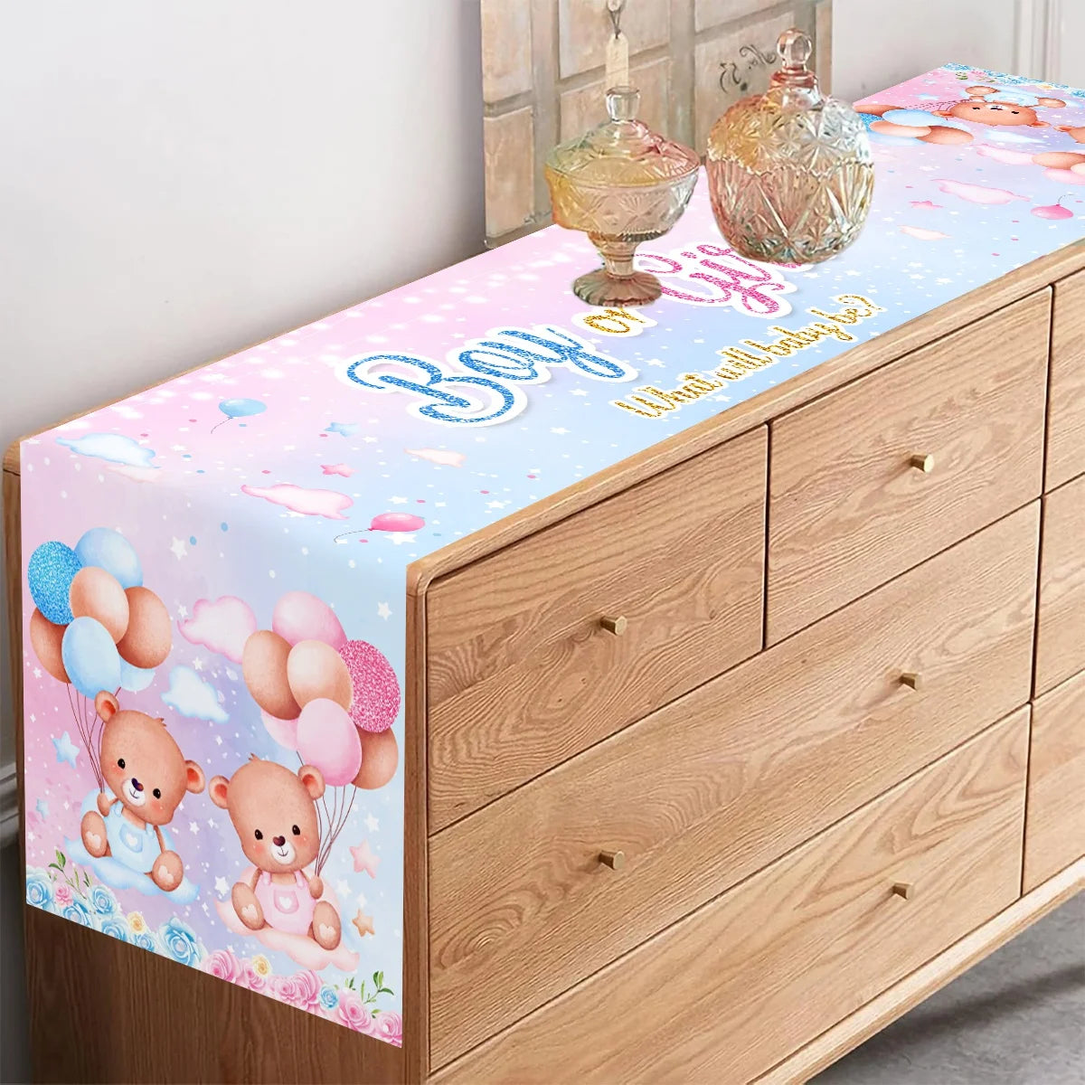 chemin de table babyshower boy or girl