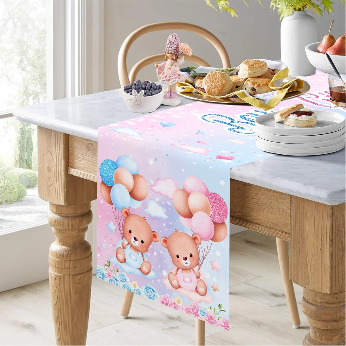 chemin de table babyshower boy or girl