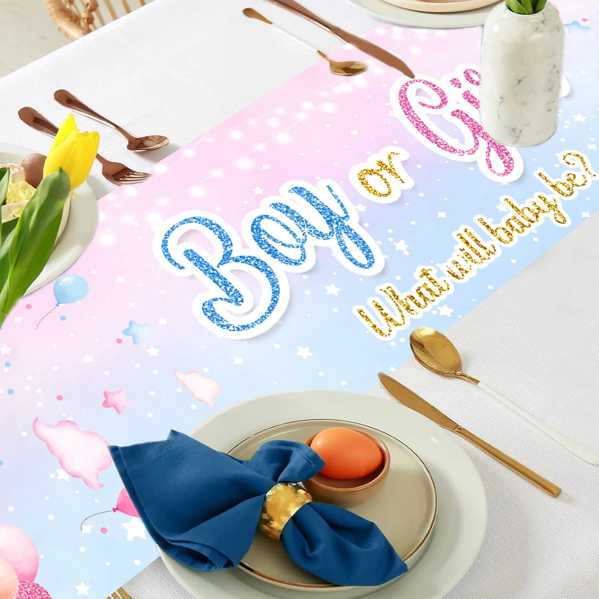 chemin de table babyshower boy or girl