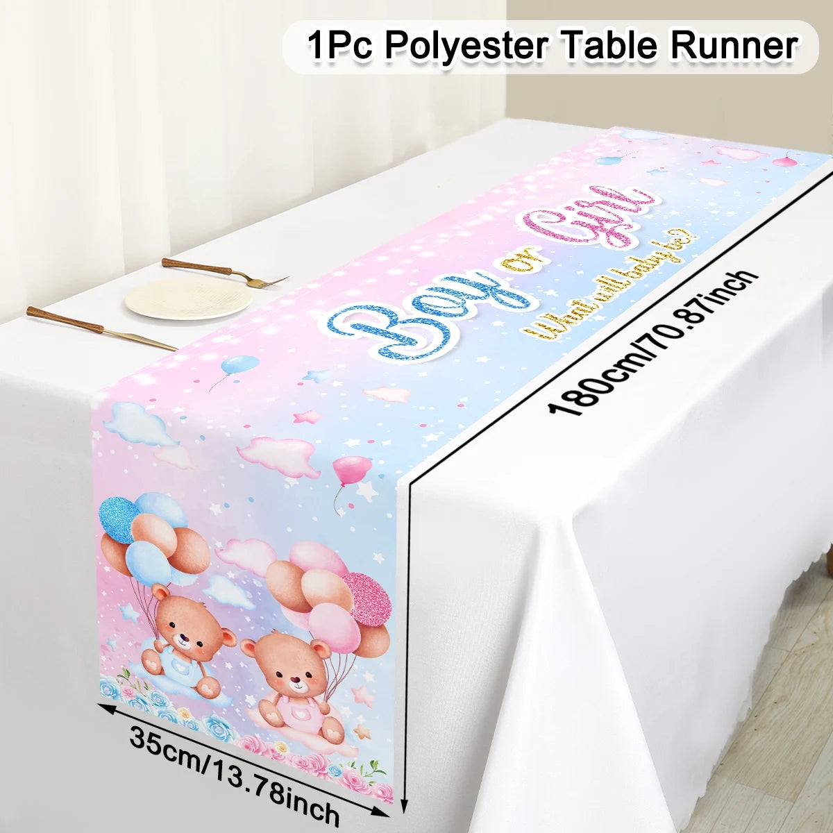 chemin de table babyshower boy or girl