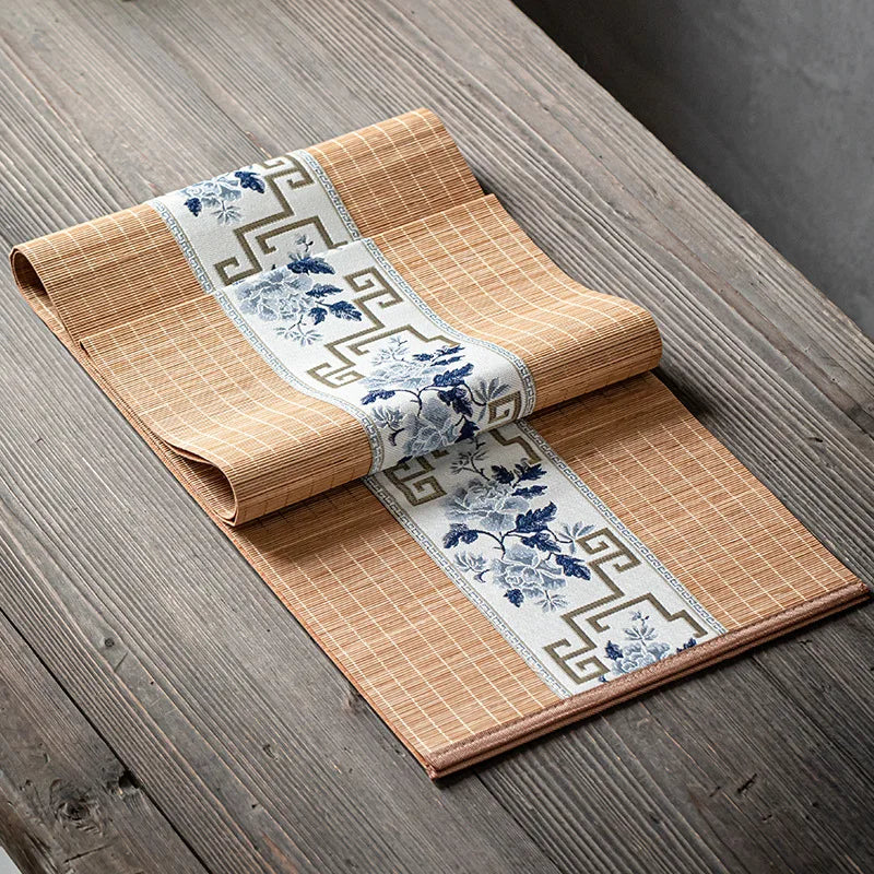 chemin de table en bambou blanc