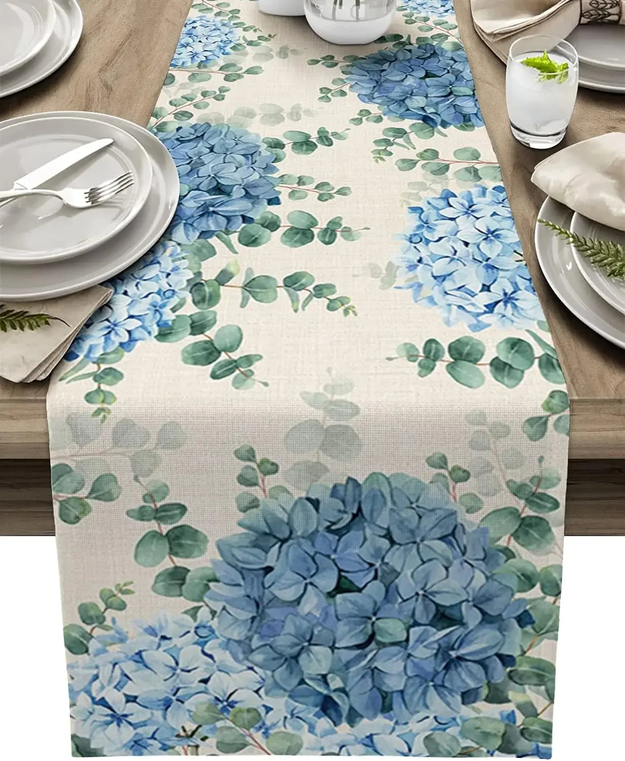 chemin de table eucalyptus bleue
