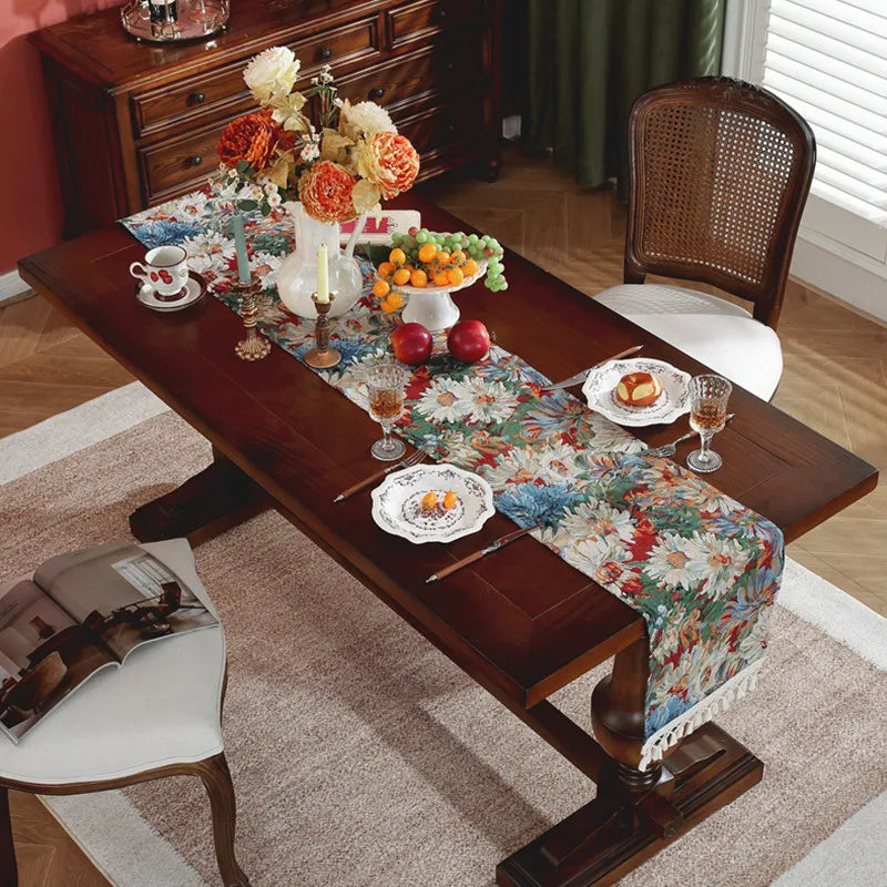 chemin de table fleurs jacquard