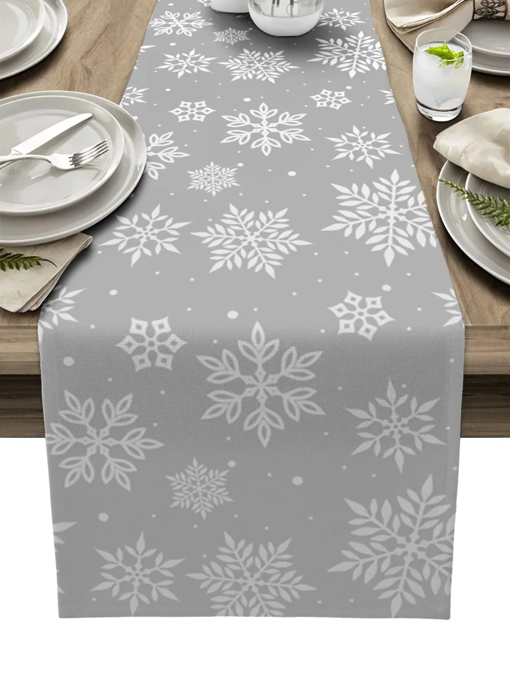 chemin de table flocon de neige noël gris