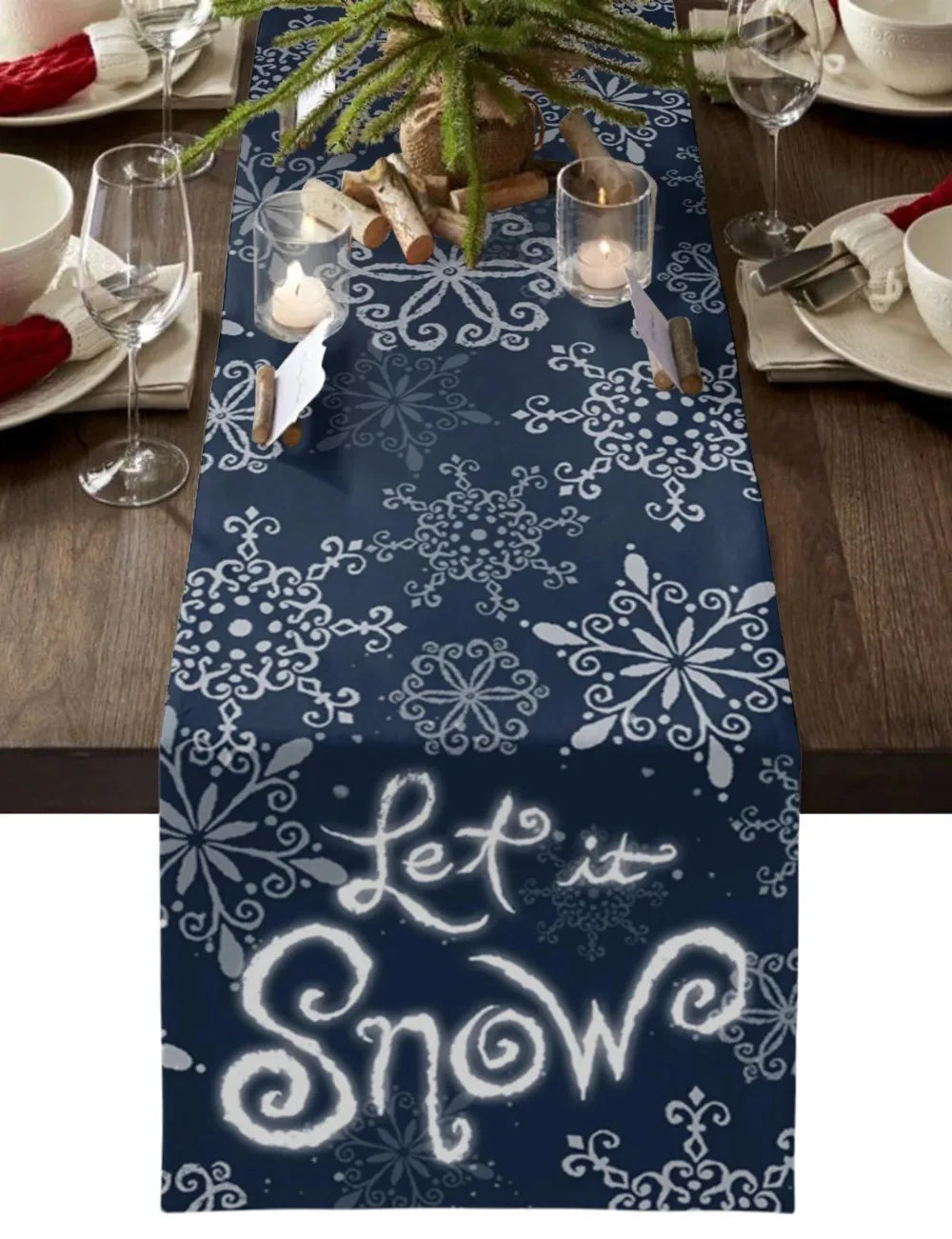 chemin de table flocon de neige noël let it snow