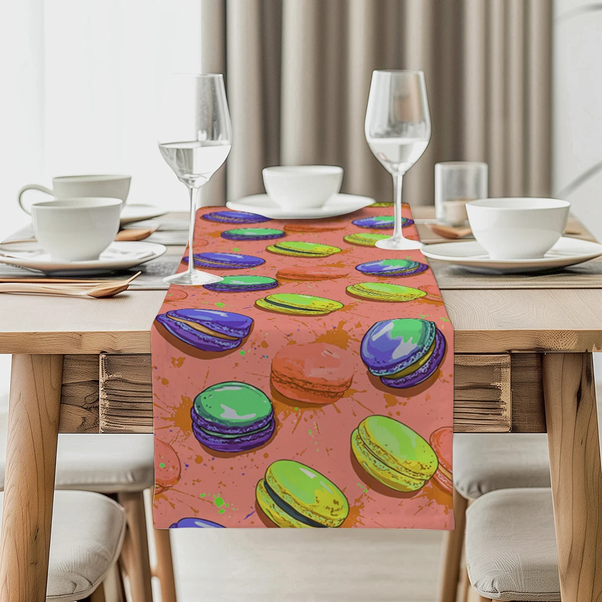 chemin de table macarons orange