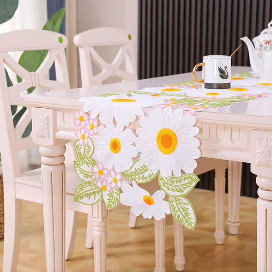 chemin de table marguerite coton