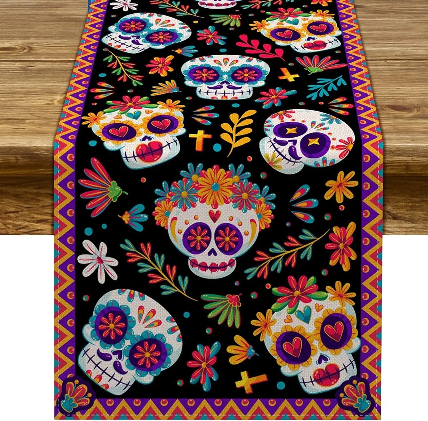 chemin de table mexicain motif tête de mort