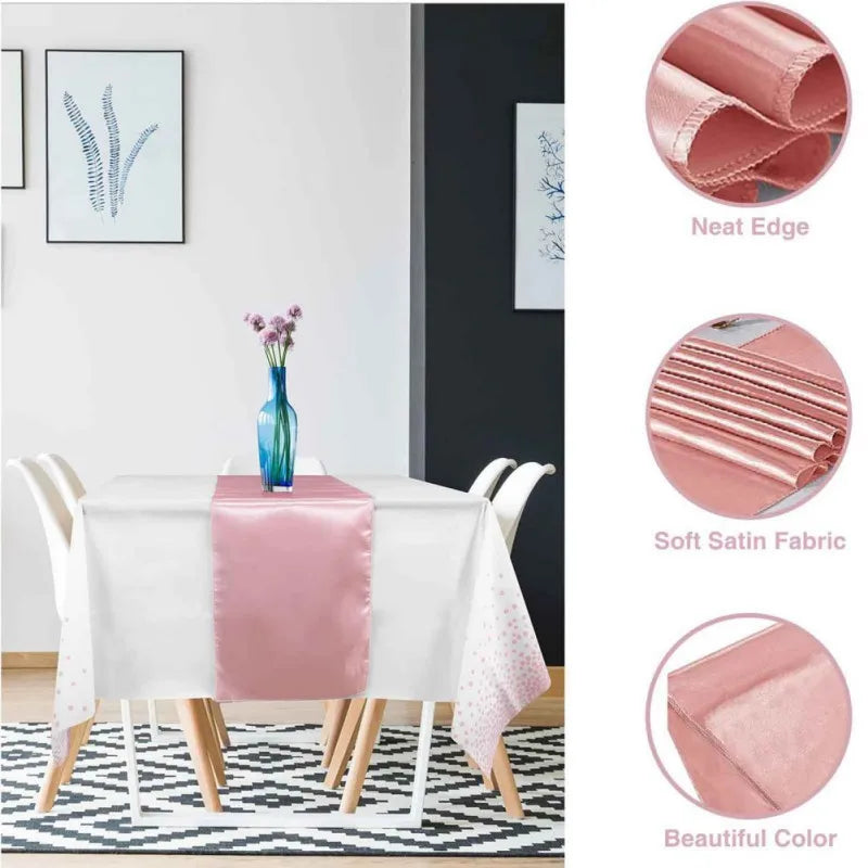 chemin de table satin rose