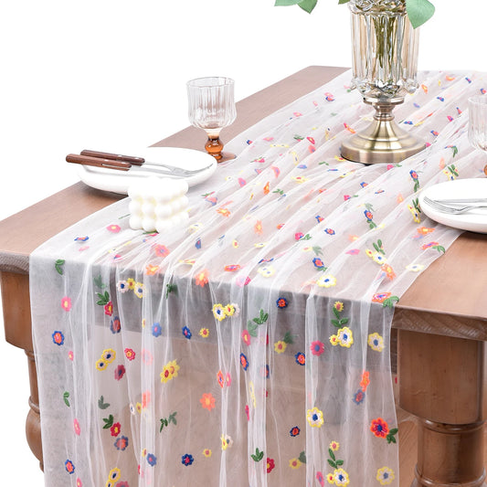 chemin de table transparent à fleurs