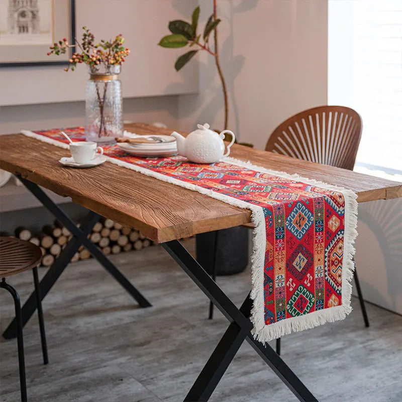 chemin de table vintage coton table
