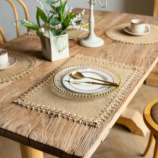 set de table en jute brodée
