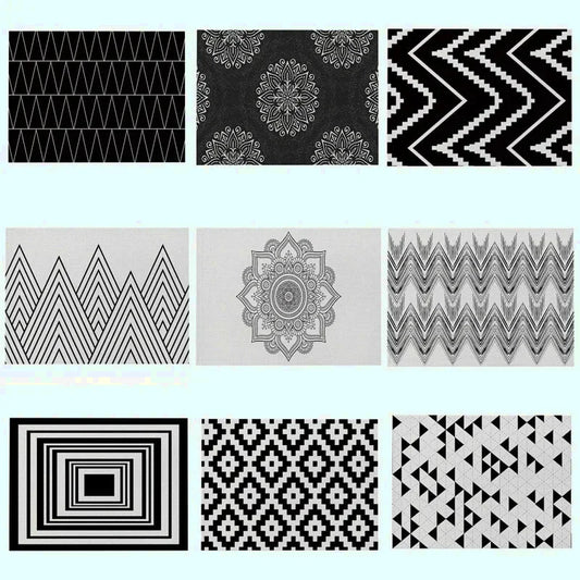 set de table noir et blanc