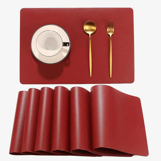set de table rouge imitation cuir