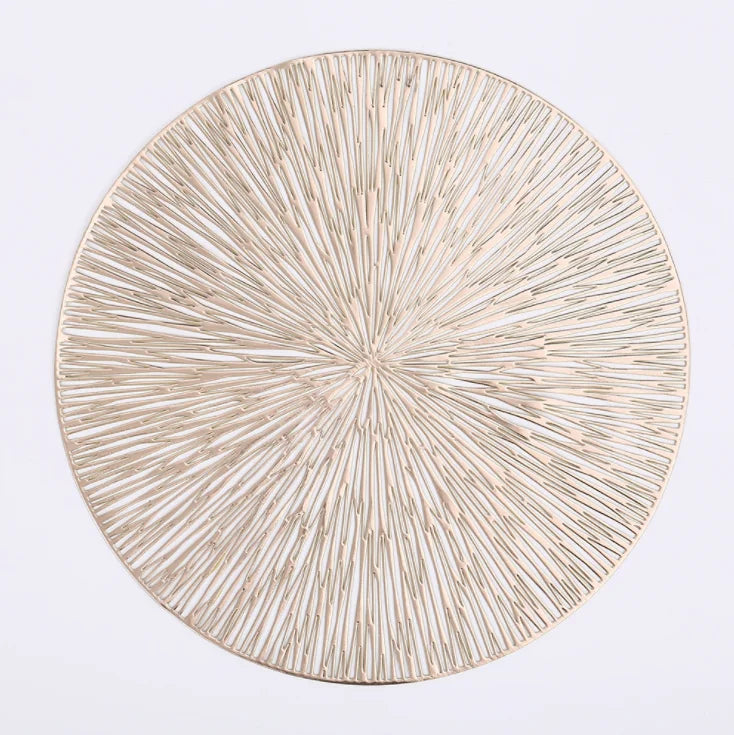 set de table argenté rond dore