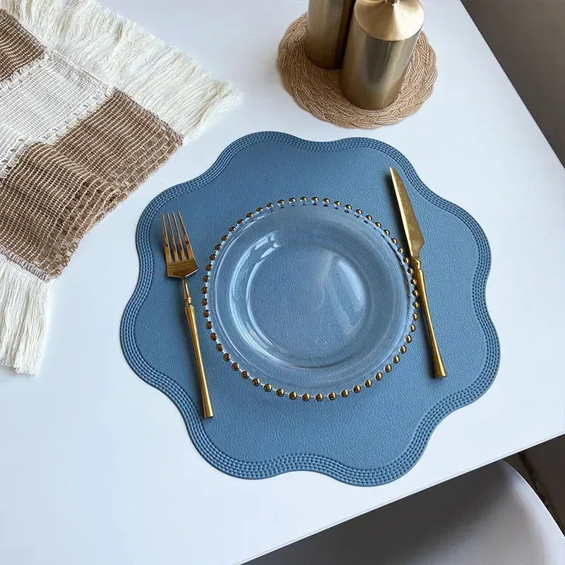 set de table bleu lavable