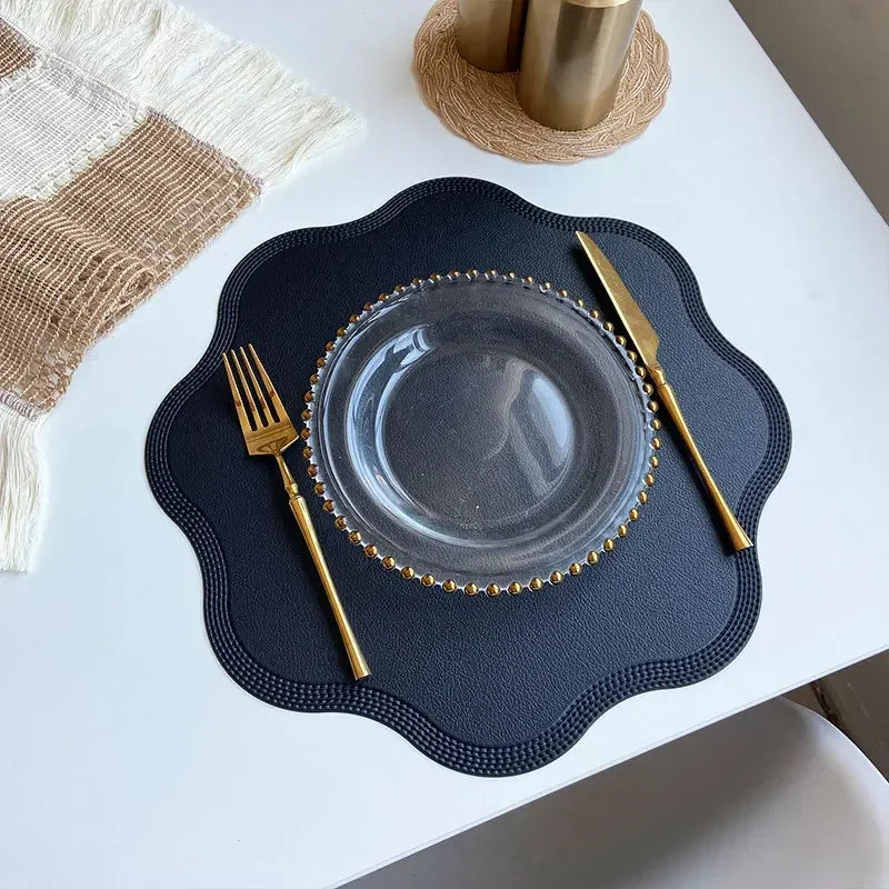 set de table bleu lavable