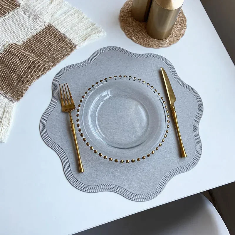 set de table bleu lavable