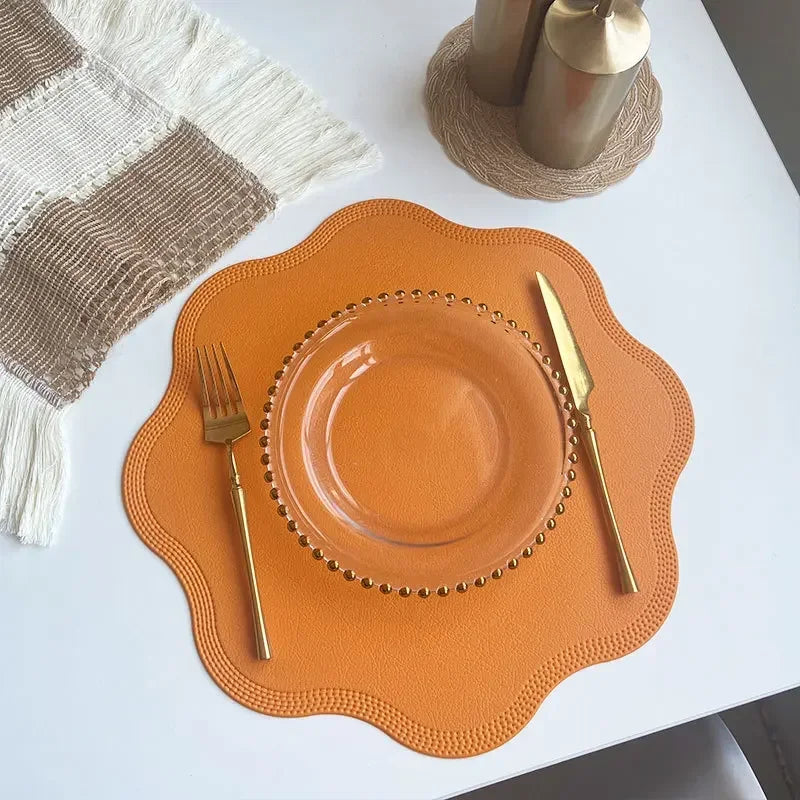 set de table bleu lavable