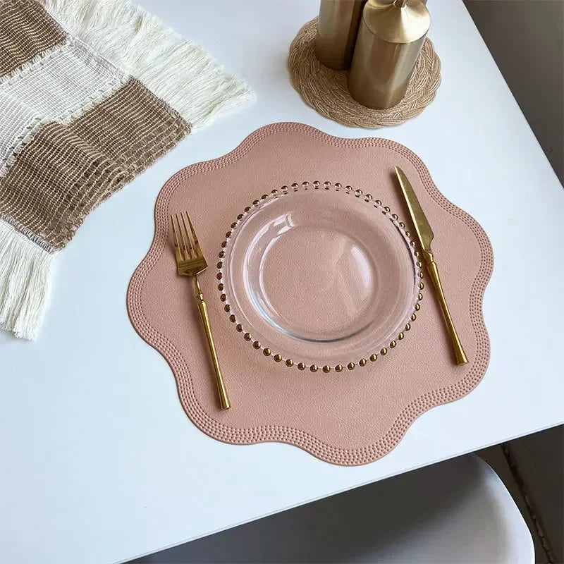 set de table bleu lavable