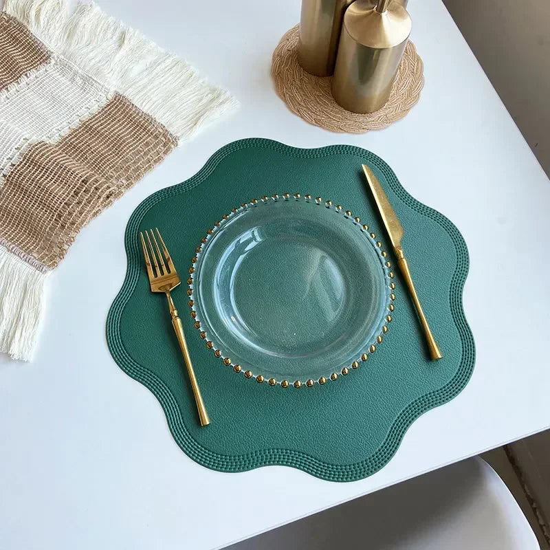 set de table bleu lavable