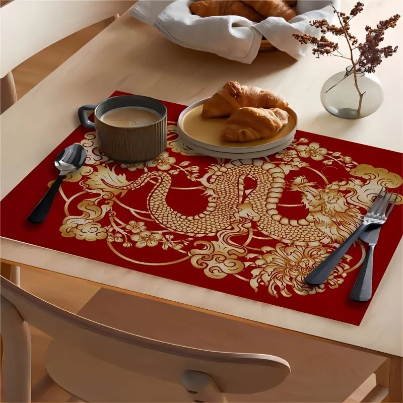 set de table chinois motif de dragon
