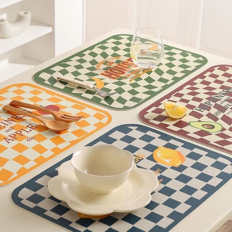 set de table échiquier colorés 