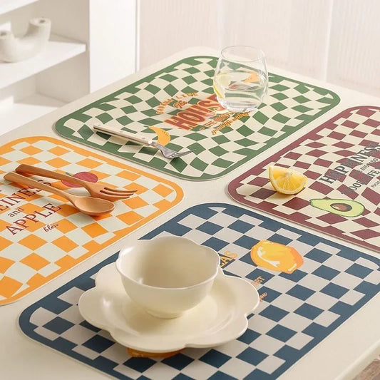 set de table échiquier colorés 