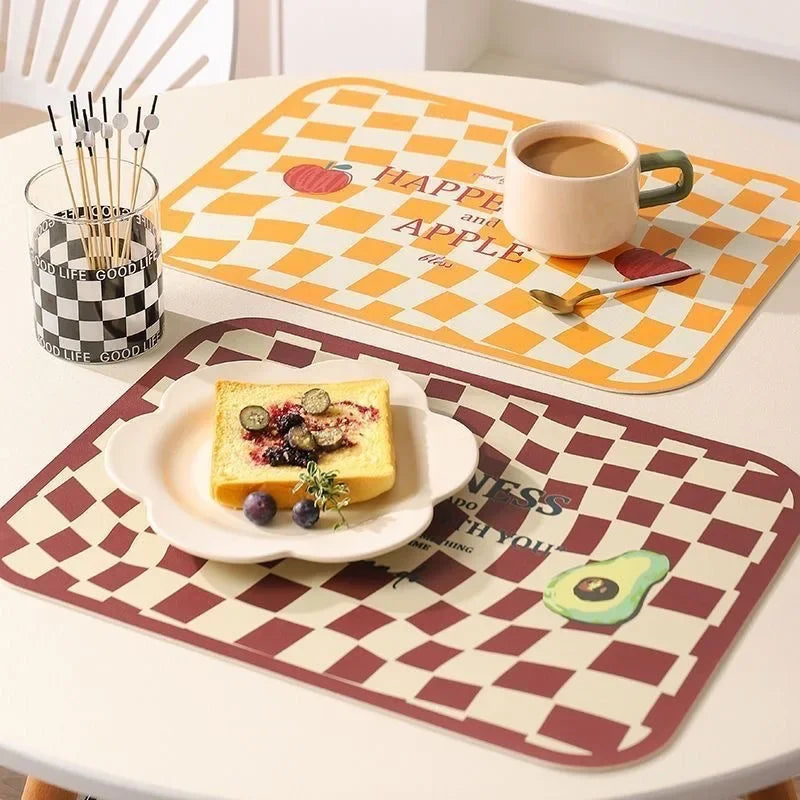 set de table échiquier colorés 