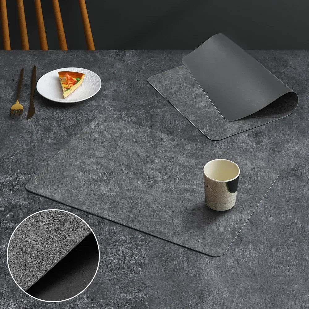 set de table cuir de vache réversible carré noir