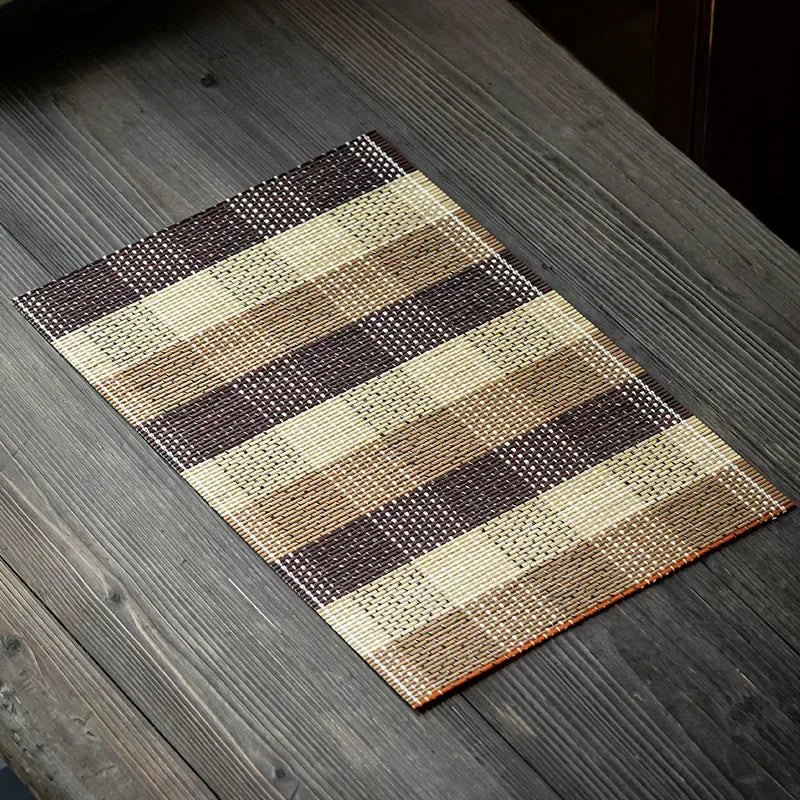 set de table en bambou  carreaux noir marron