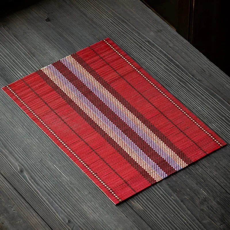 set de table en bambou rouge