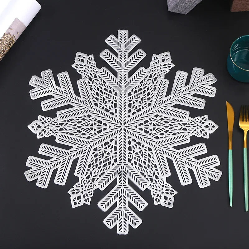 set de table flocon de neige noël argente