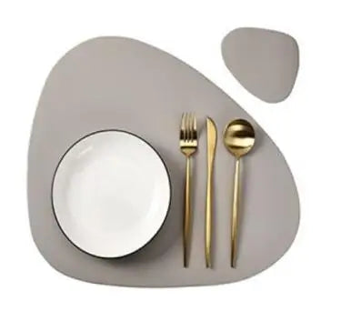 set de table forme rond gris