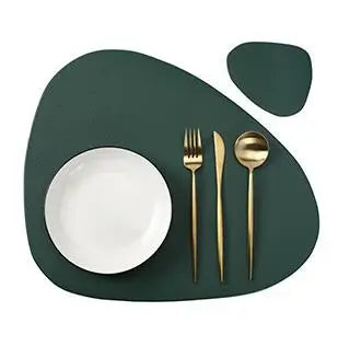 set de table forme rond noir vert