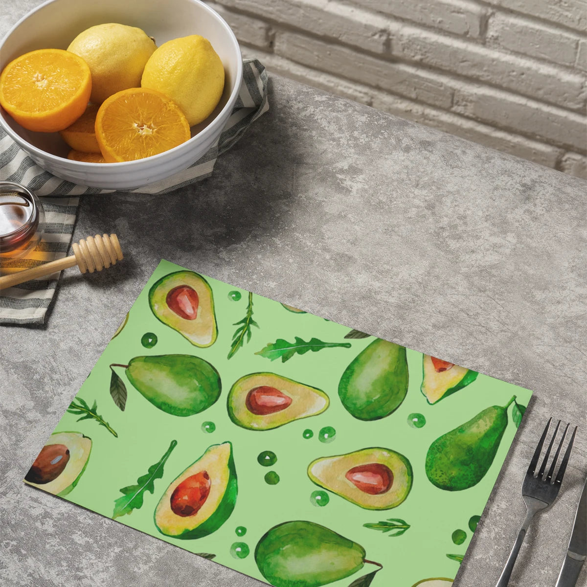 set de table fruits été avocat