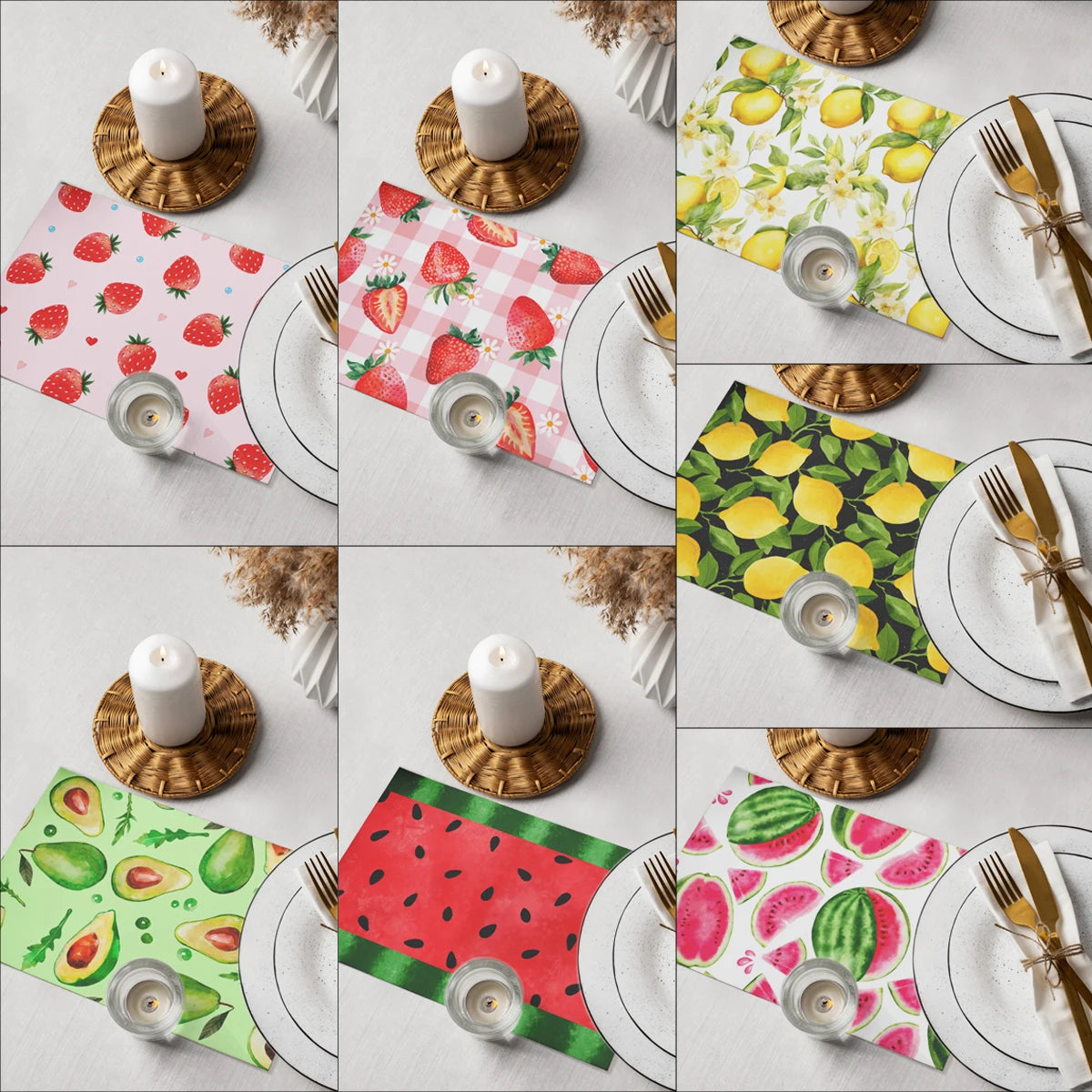 set de table fruits été tablefraise choix 6