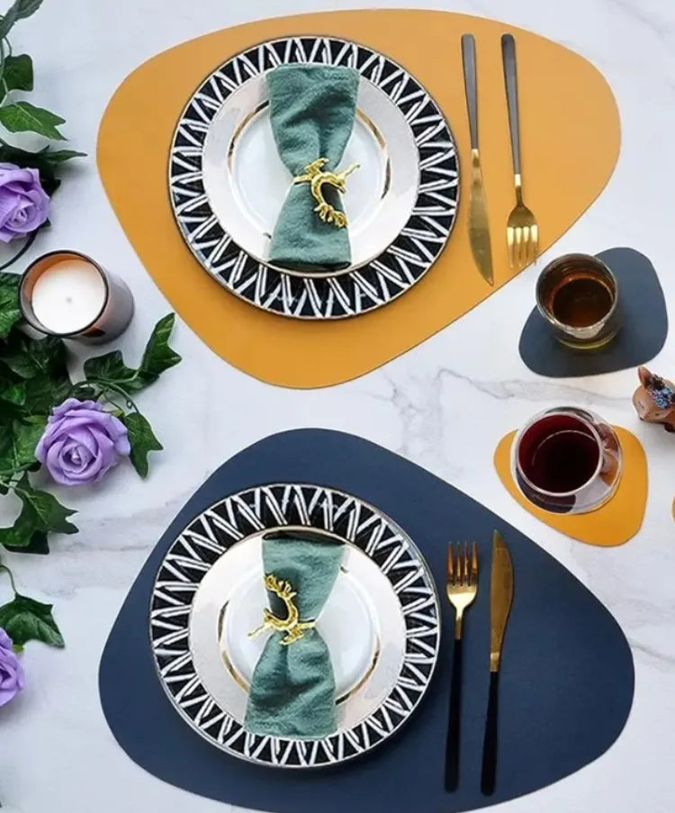 set de table jaune et bleue forme rond