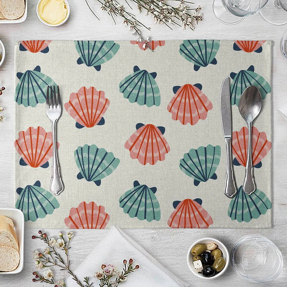 set de table motif coquillage