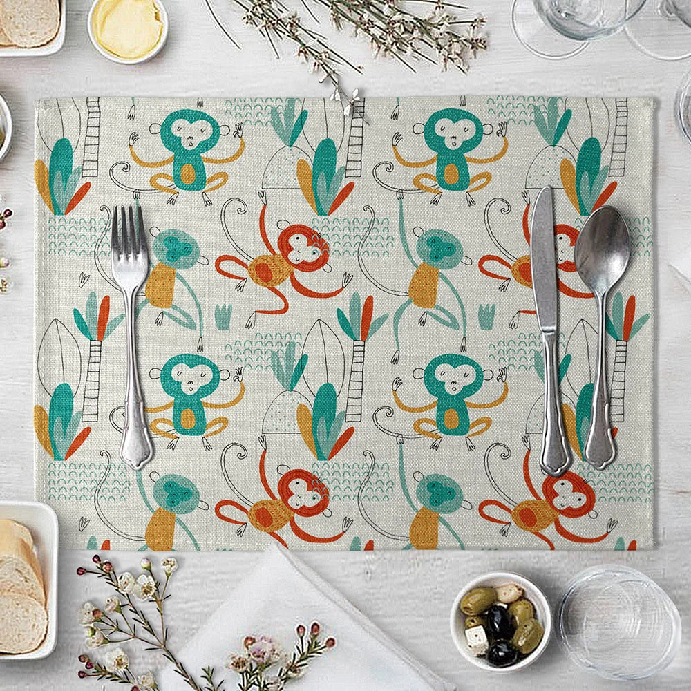 set de table motif panda pour enfants singe